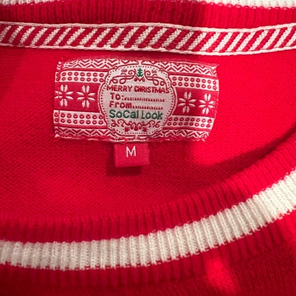 SoCal Look Festive Red Ugly Christmas Tree Sweater, medium, EUC, holiday, party - Picture 6 of 6